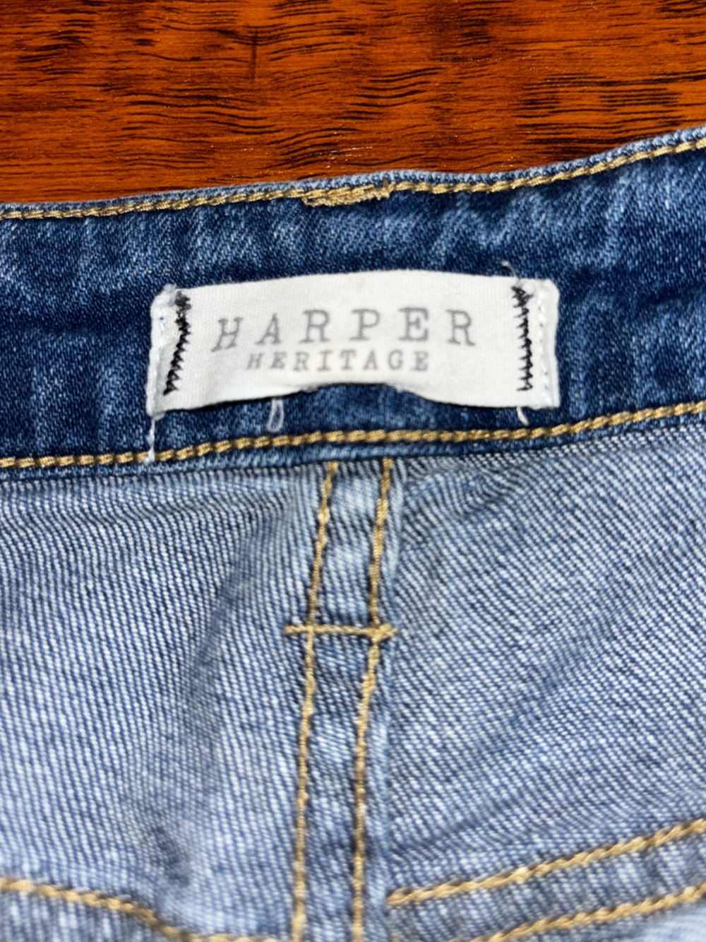 Harper Heritage High-Rise Straight-Leg Blue Jeans Stretch Cotton Light Denim - Picture 4 of 7